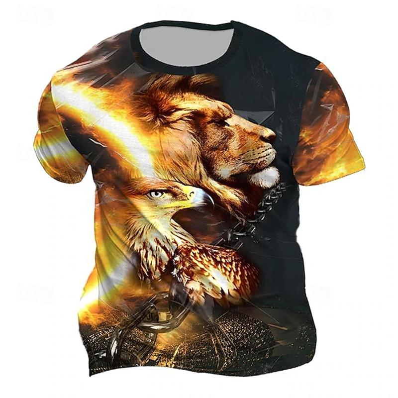 2024 Boutique Herr Vintage T-shirt Överdimensionerad 3D Tigertryck Kortärmad Topp Herrmode Rund Hals Sport Kortärmad 6XL