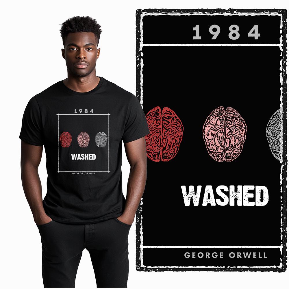 Coolmind X0002 100% Cotton Big Size 1984 Print Exclusive Graphic Men T Shirt Loose Men Tshirt Casual T-shirt for Men Tees