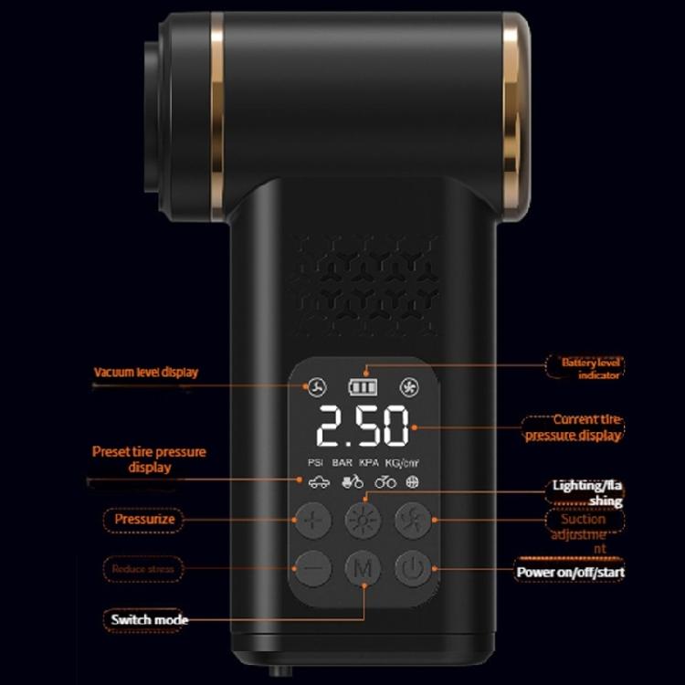Multifunctional Vehicle Tool Car Vacuum and Inflator Pump Digital Display Cordless for Cleaning and Inflation