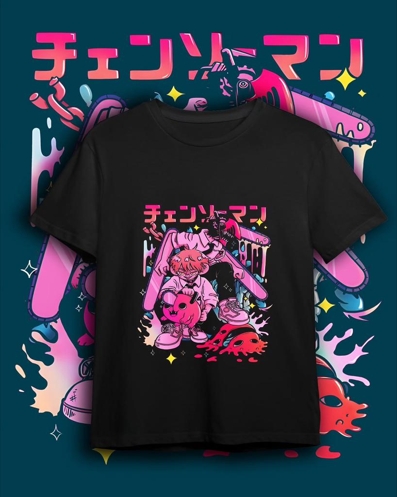 Summer Japanese Anime Chainsaw Man Graphic Print TShirt Men Women Fashion Casual Crew Neck Short Sleeve Plus Size Unisex T Shirt