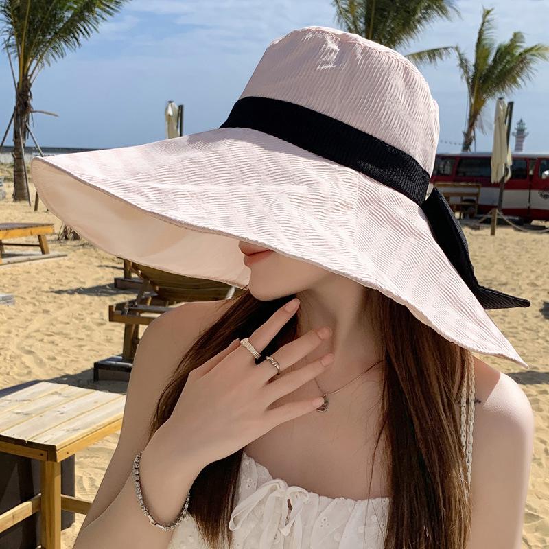 Hepburn Style Vacation Plus Brim Sun Hat Spring and Summer Outdoor Oversized UV Protection Fisherman Sun Hat