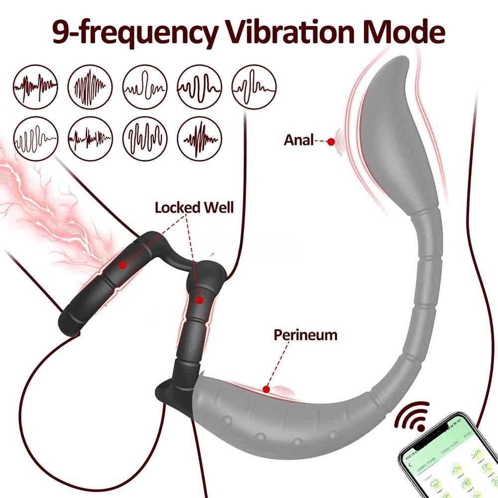 APP-Steuerung Vibrierender Butt Plug Penisring für Männer Prostata Damm Massager für Gay Anal Vibrator Penisring Tragbares Erwachsenenspielzeug Verzögerte Ejakulation