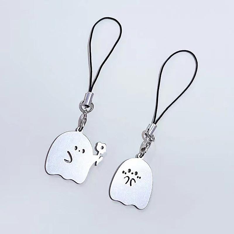 Lovely Metal Ghost Mobile Phone Lanyard Cute Ghost Phone Strap Cell Phone Chain Keychain For Halloween Gifts