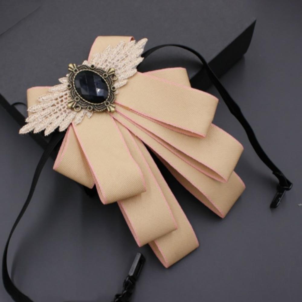 Fashion Faux Stone Men's Suit Lapel Flowers Alloy Polyester Bow Tie Necktie Neck Decoration Groom Formal Suit