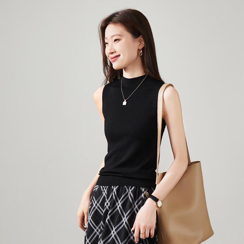 SOFSIL Women s Semi-High Neck Merino Wool Sleeveless Knit Vest XL