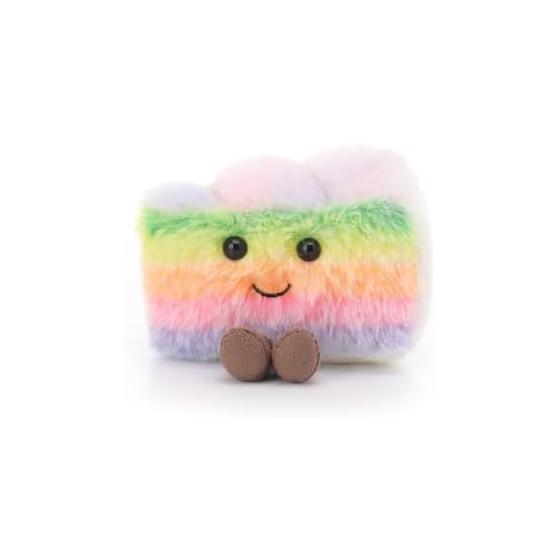 Apricot Lamb Sliced Rainbow Cake Plush Toy - Soft, Cute, Fluffy 7cm Slice