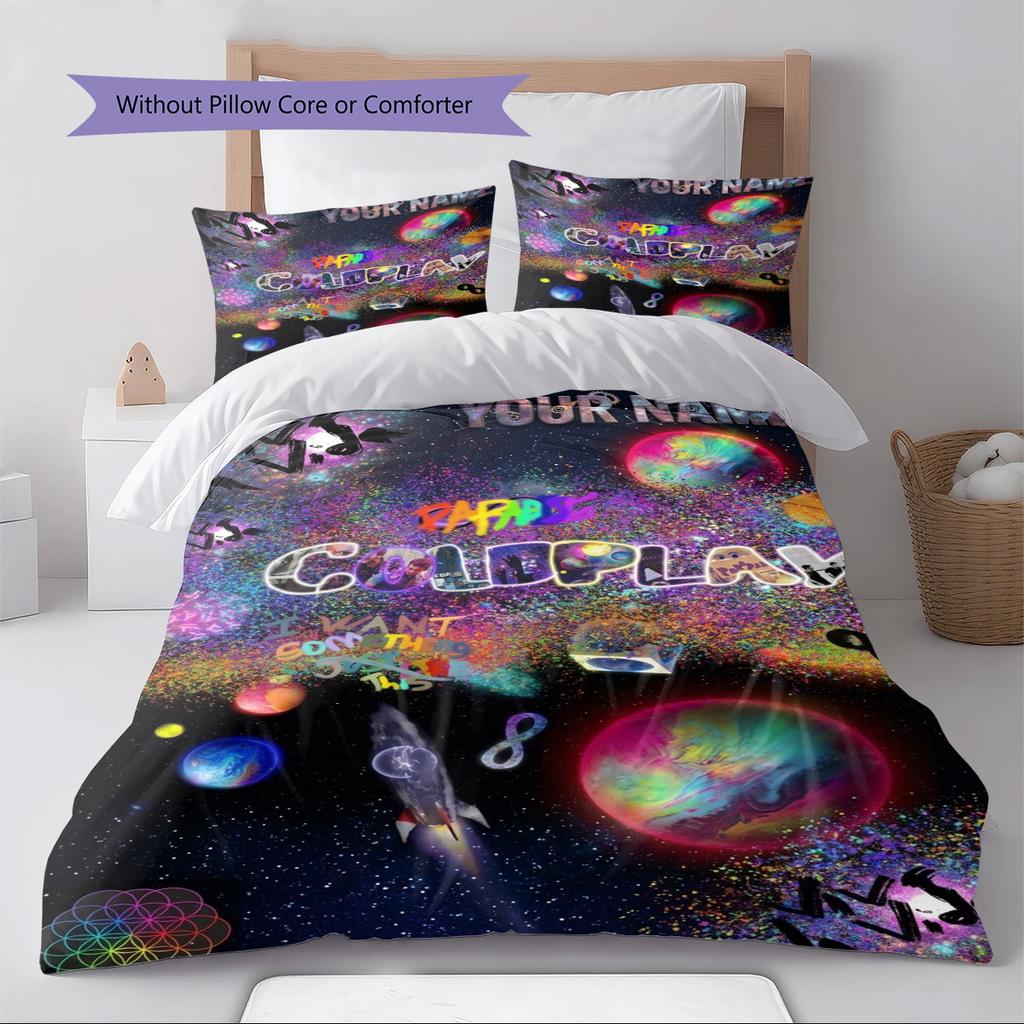 Name Custom Coldplay Band Pattern Bedding Set Quilt Cover Pillowcase Home Decor Gift (1 * duvet cover + 2 * pillowcase, without core)