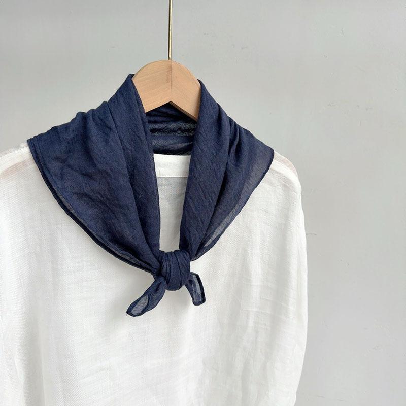 Retro Small Plaid Linen Square Scarf Literary And Versatile Women'S Summer Neck Protection Small Silk Scarf Scarf Accessories