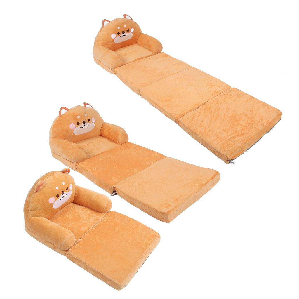 Kids Chair Couch Cartoon Folding Cute Couch Portable Sofa Chair for Home Schools Brown Puppy