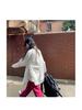 2024 Spring/Autumn Women's Loose Slit Long Sleeve White Shirt - College Style
