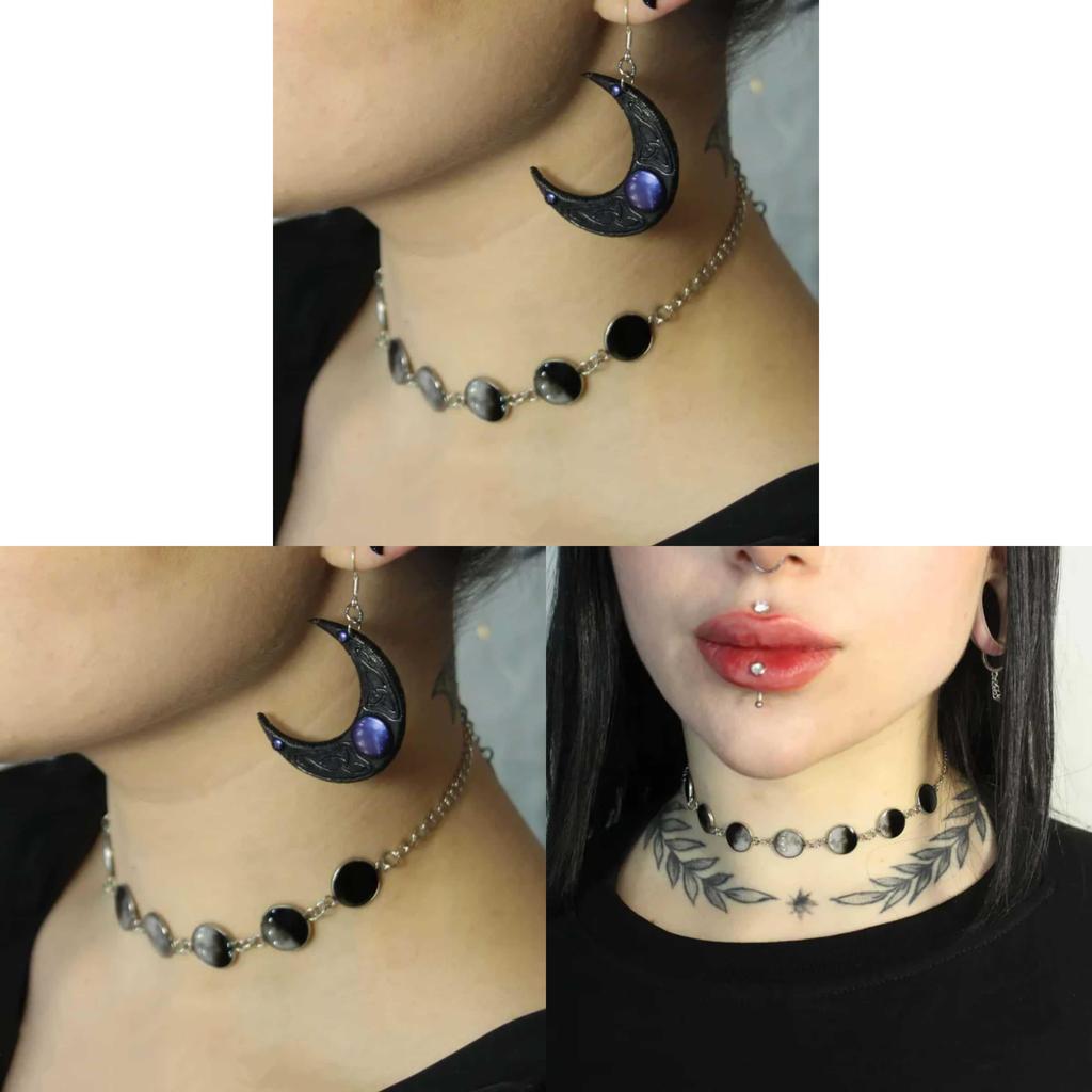 Moon Zodiac Necklace In Geometric Style With Electroplated Alloy For Women