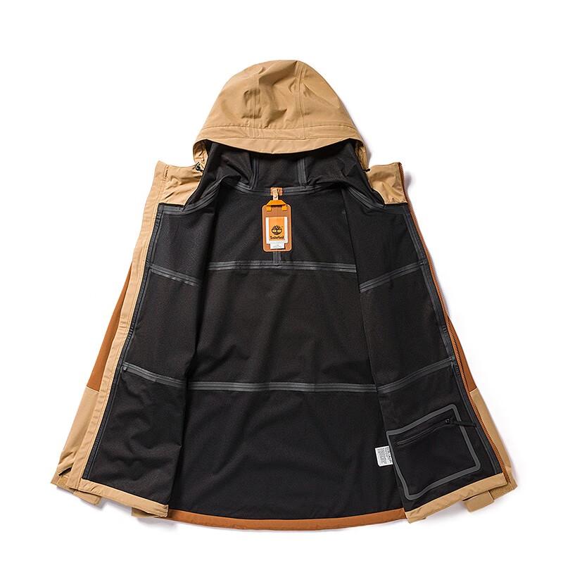 Timberland Men's Melard Color Block Loose Fit Hooded Outdoor Hiking Waterproof Jacket Medium Brown A5Z3Y-K43