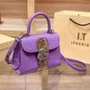 New Ostrich Pattern Women's Handbag European and American Solid Color Girl Small Square Bag