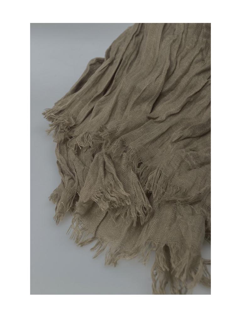 Vintage Plissierter Baumwoll-Leinen-Schal & Seiden-Krawatte Schal für Damen - Frühling/Herbst