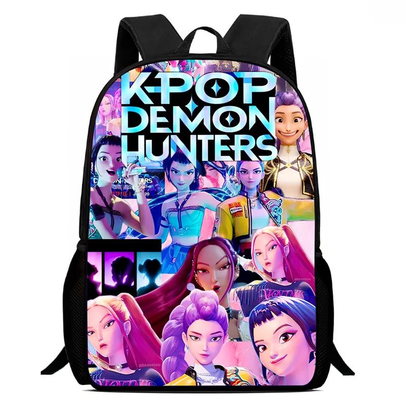 Mochila Child School Backpack,Cartoon K-Po-P D-Emo-N Hu-Nt-Ers Child School Bags For Girl Boy,Durable &Light Weight Backpack