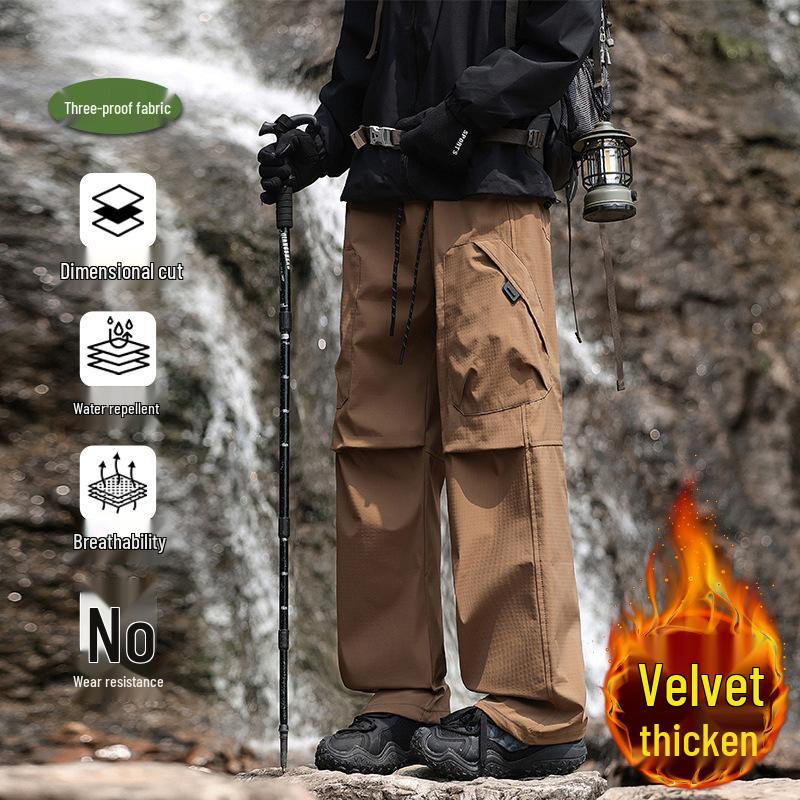 Men's American Style Cargo Pants: Loose, Water-Repellent Outdoor Work and Casual Wear for Autumn/Winter.