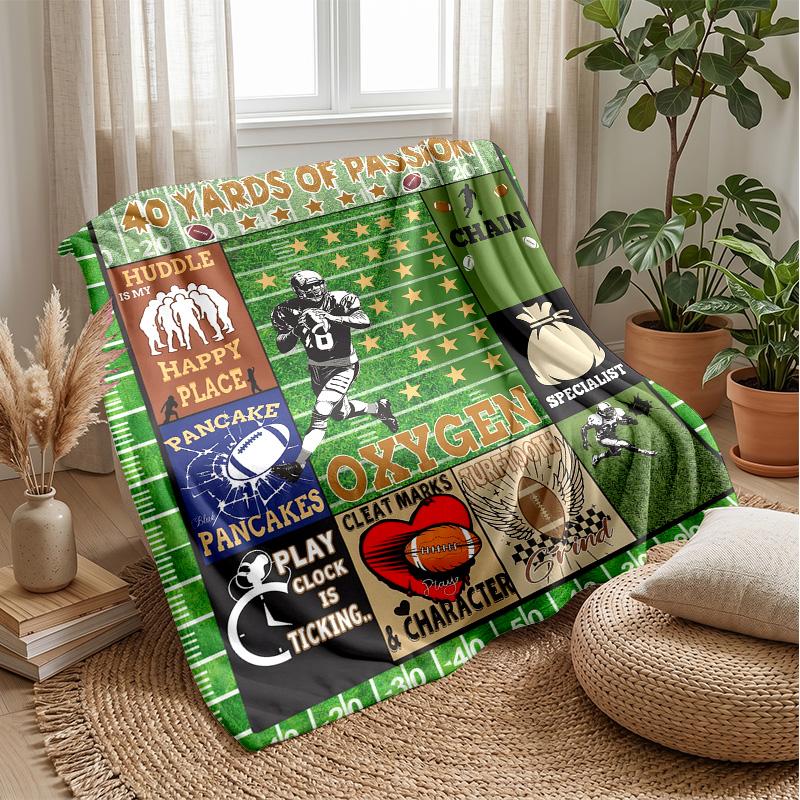 Football Passion Poster Theme blanket Lightweight Warm Flannel Blanket Decorative Throw Blanket for Home Decoration