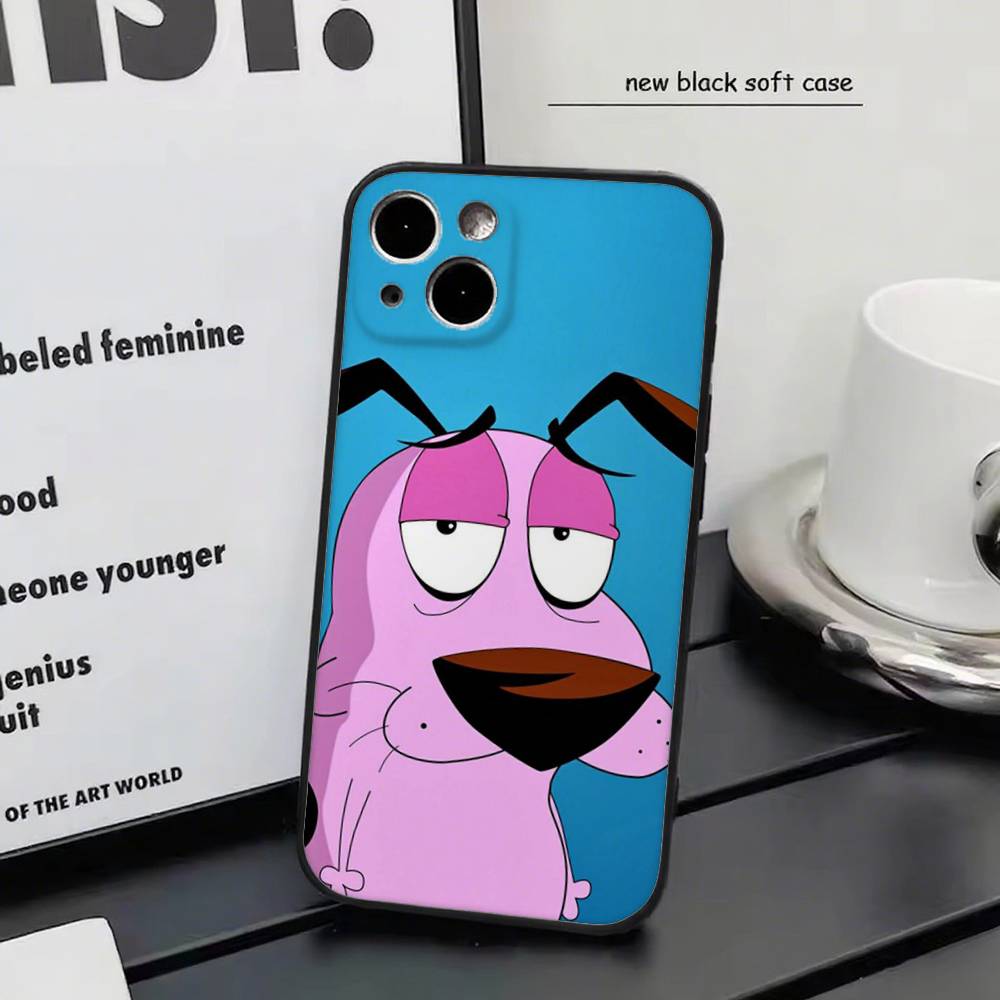 

Cartoon Courage The Cowardly Dog-G For iPhone 13,17,11,12,16,14,15,Plus,Pro Max Soft Silicone Black Phone Case iphone 15