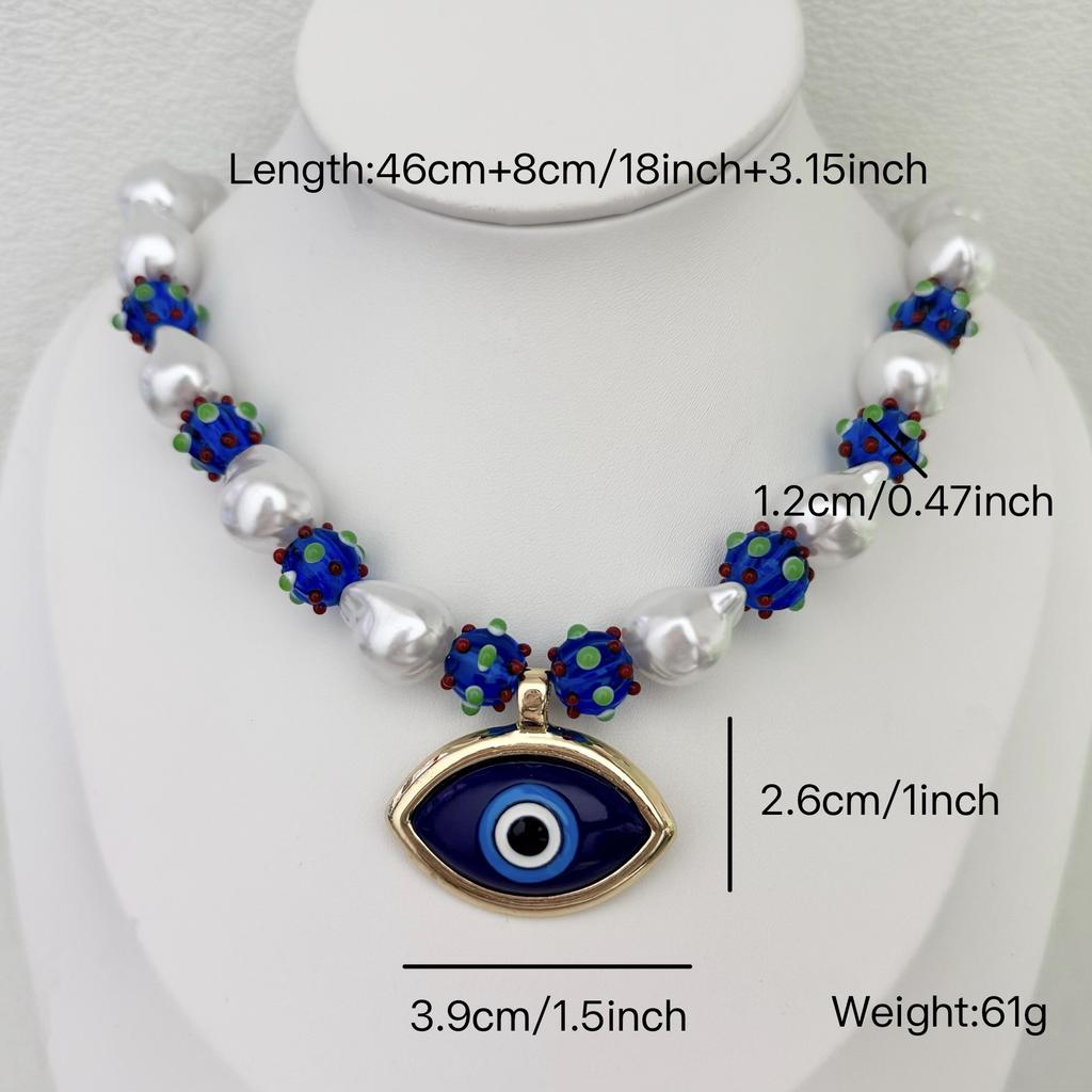 Best-selling Handmade Glazed Turkish Eyes Lucky Acrylic Pearl Beaded Necklace