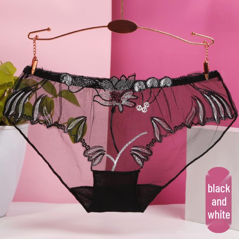 Plus Size Women's Sexy Lace Mesh Embroidered Triangle Panties