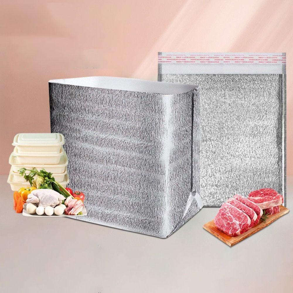 50pcs Waterproof Thermal Bag Aluminum Foil Cooler Bag Insulation Bag  Food Delivery
