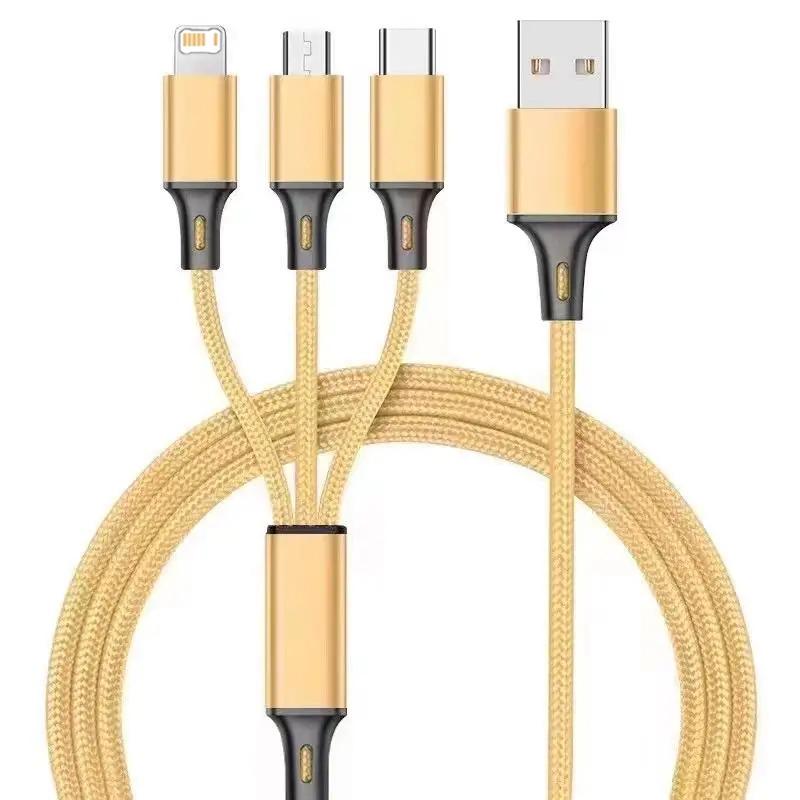 3 In 1 Micro USB Type C Fast Charging Cable Quick Charge MultiPort Micro Cable For iPhone 16 15 14 XS Xiaomi Samsung USB C Cable
