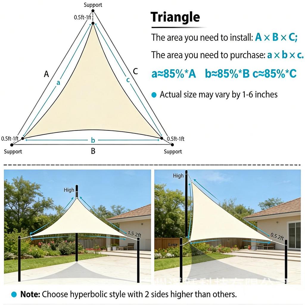 Polyester Sunshade Sail Canopy - UV Protection for Outdoor Camping and Courtyard