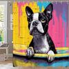 Cute Cartoon Cat And Dog Shower Curtain, Bathroom Decorative Curtain, Printed Shower Curtain, Home Decoration Curtain With Hooks