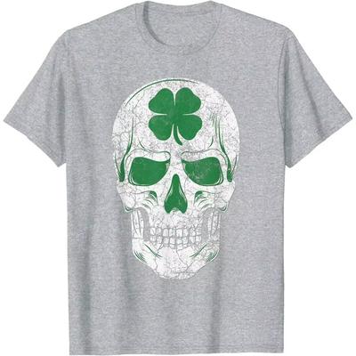 Green Shamrock Skull Irish Ireland ST PATRICKS DAY Gift T-Shirt Cotton Four Seasons Tees Daily T Shirt S-6XL Size