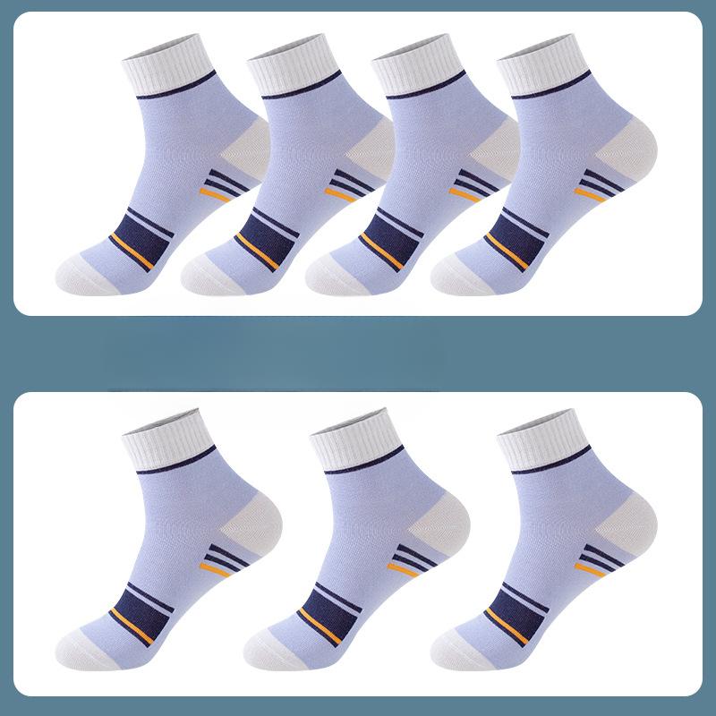 Men's Spring and Autumn Pure Cotton Sports Sweat Absorbing Breathable Color Striped Socks