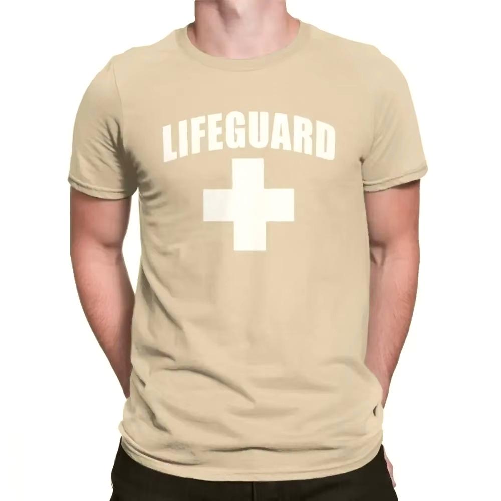 Funny Lifeguard T-Shirts Round Collar Cotton T Shirt Red Lifeguarding Unisex Uniform Tee Gift T-shirt Lightweight & Breathable for Cool Summer Outfits