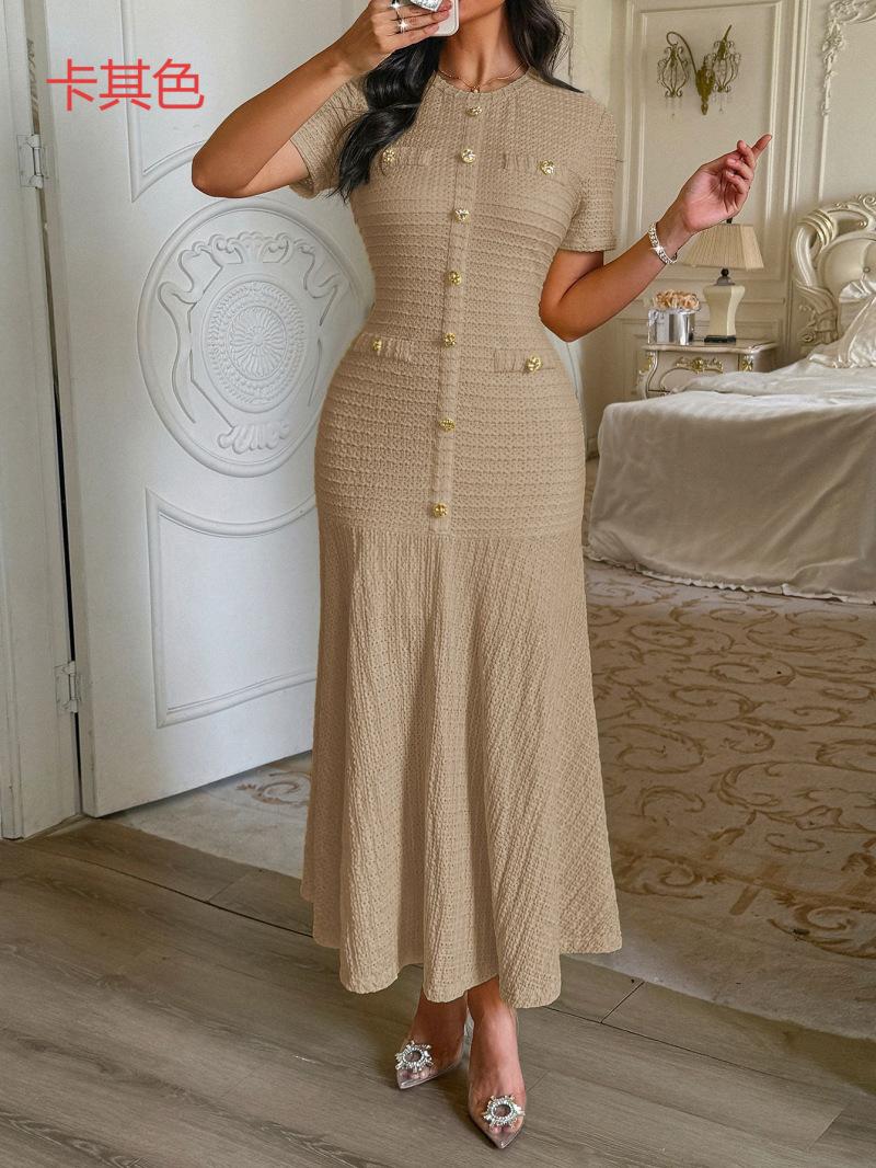 

White Short Sleeve Button Front Dress with Pockets and Fishtail Hem XXL хакі