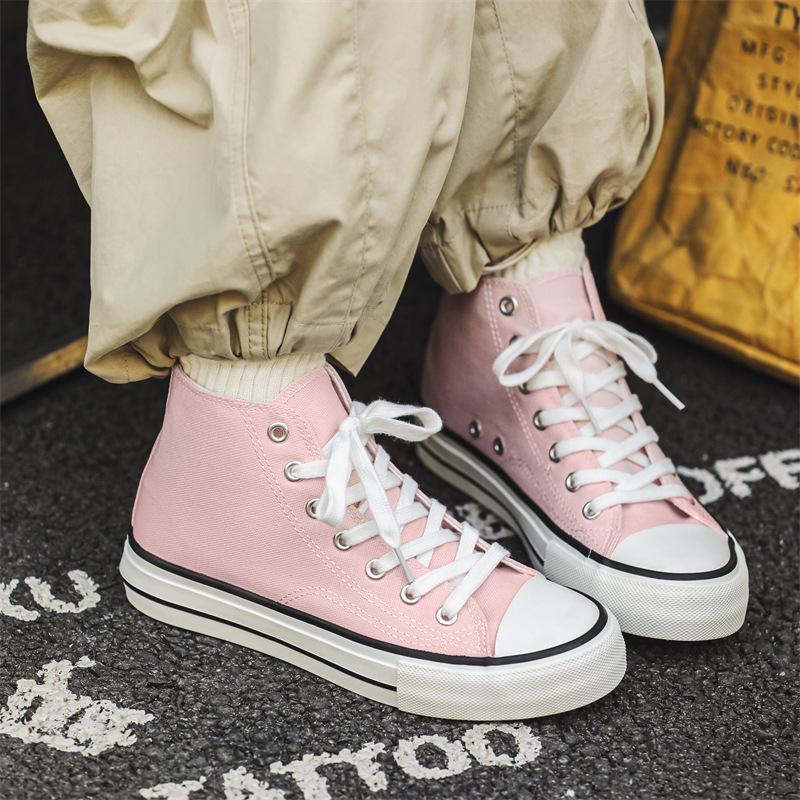 Damen High-Top Canvas Schuhe im koreanischen Stil - Trendig, Vielseitig, Nischen-Design für den Sommer gray