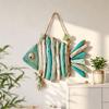 Ocean Wall Hanging Fish Accent, Top Rope Wall Piece for Bathroom Entryway Living Area and Covered Porch Display