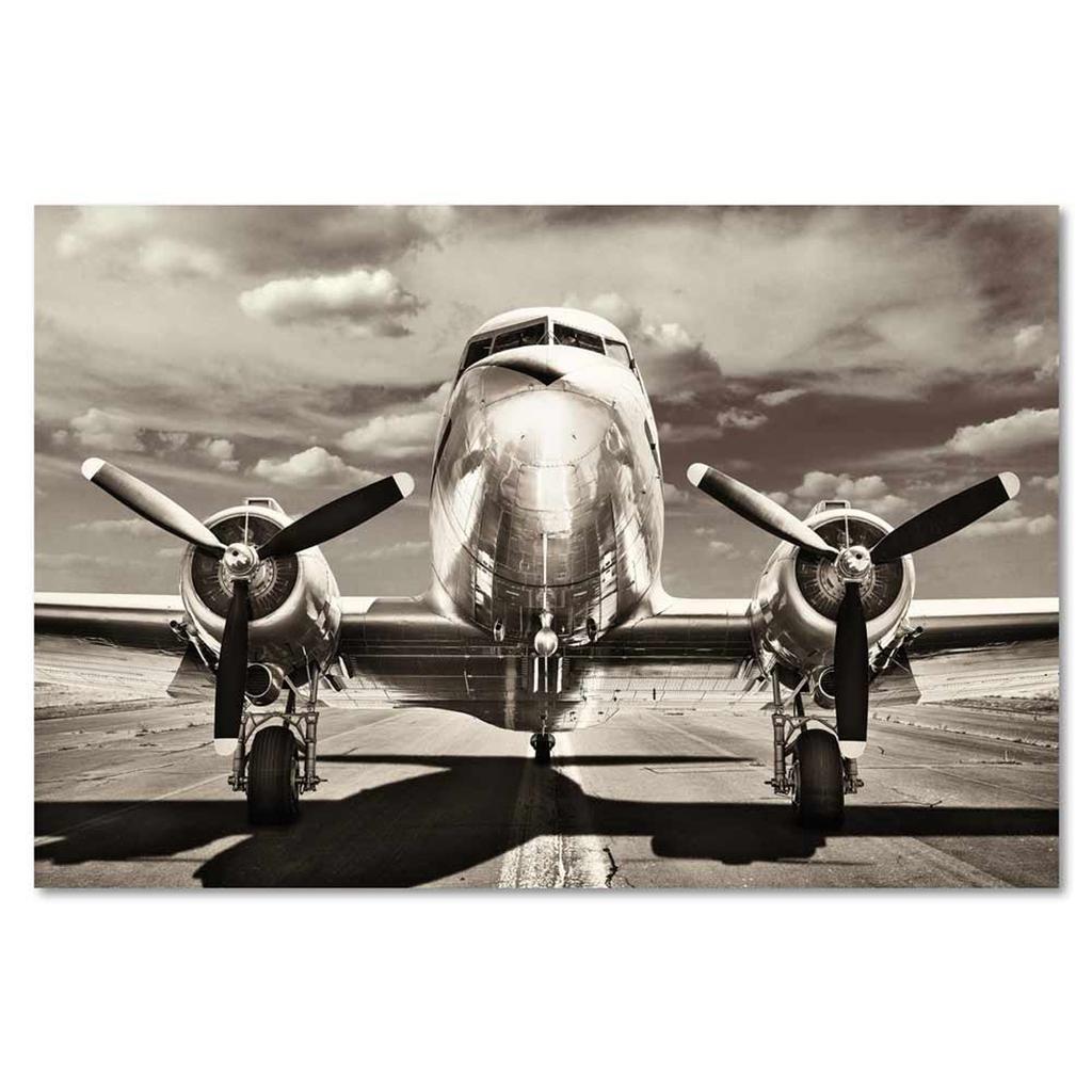 Les Trésors De Lily [A2332] - Toile photo 'Avion' marron - 90x60 cm