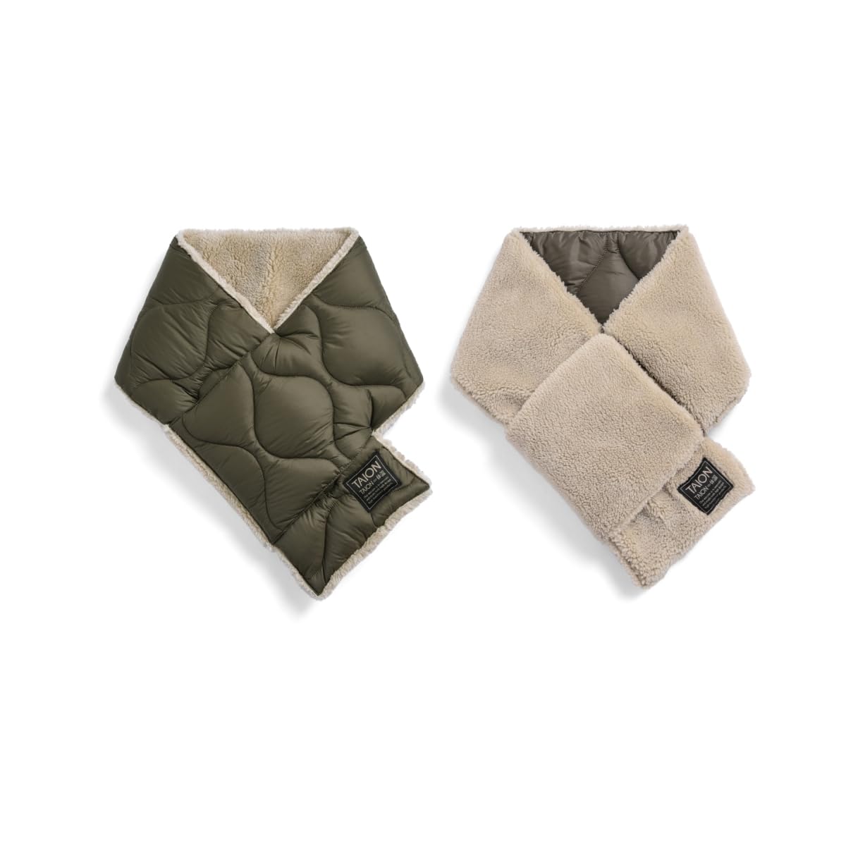 

Taion Пуховый шарф Темно-оливковый x Бежевый Один размер R201ALSML-1