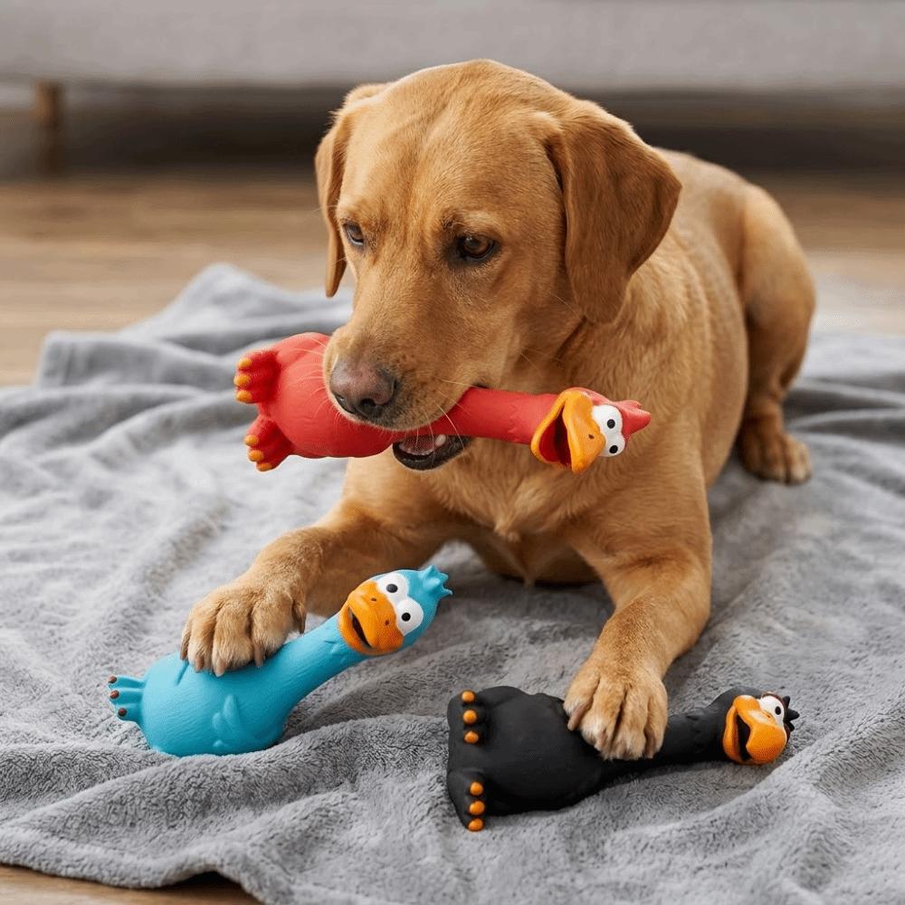 Bite Tough Latex Squeaky Toy Pure Rubber Screaming Chicken Toy Pet Molar Toy  Teeth Grinding синий