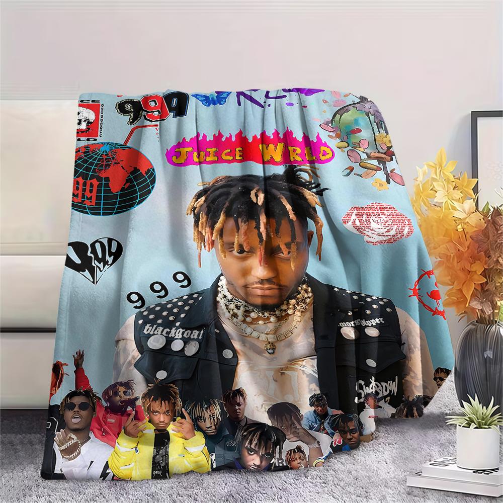 1Pc Juice Wrld Print Flannel Blanket, High Quality Comfortable for All Seasons, Home Decor, Warmth and Comfort, Perfect for Gifts