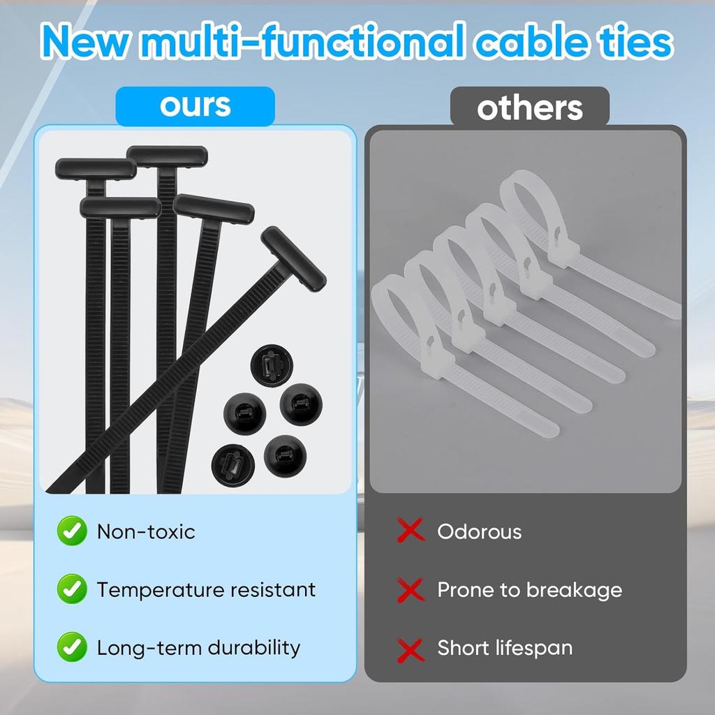 150 Pcs Multifunctional Universal Cable Tie Buckle, Heavy Duty Self-Locking Zip Ties Holder, Snap-Fit Nylon Fastening Clip For Car Repairs, Wire