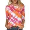 Frühling und Herbst Rundhals Bunt 3D-Druck Oberteil Modisches Lässiges Langarm Damen-T-Shirts