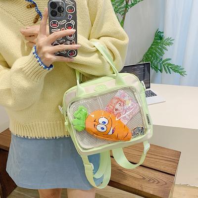 Academy's New Two-dimensional Girl Cartoon Shoulder Bag, Student Three-purpose Animation Transparent Portable Backpack