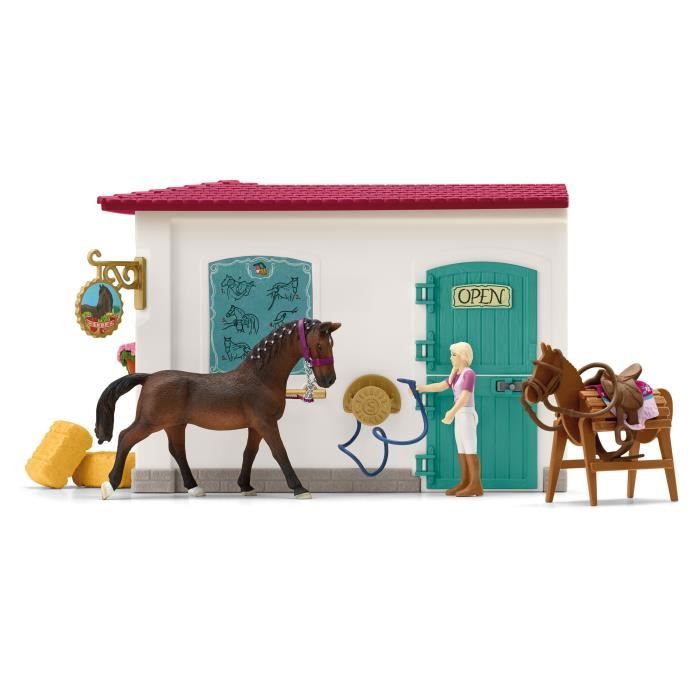 Boutique D'équitation Pour Chevaux Schleich, Coffret Schleich Avec 67 Éléments Inclus Dont 1 Cheval Schleich, Coffret Figurines