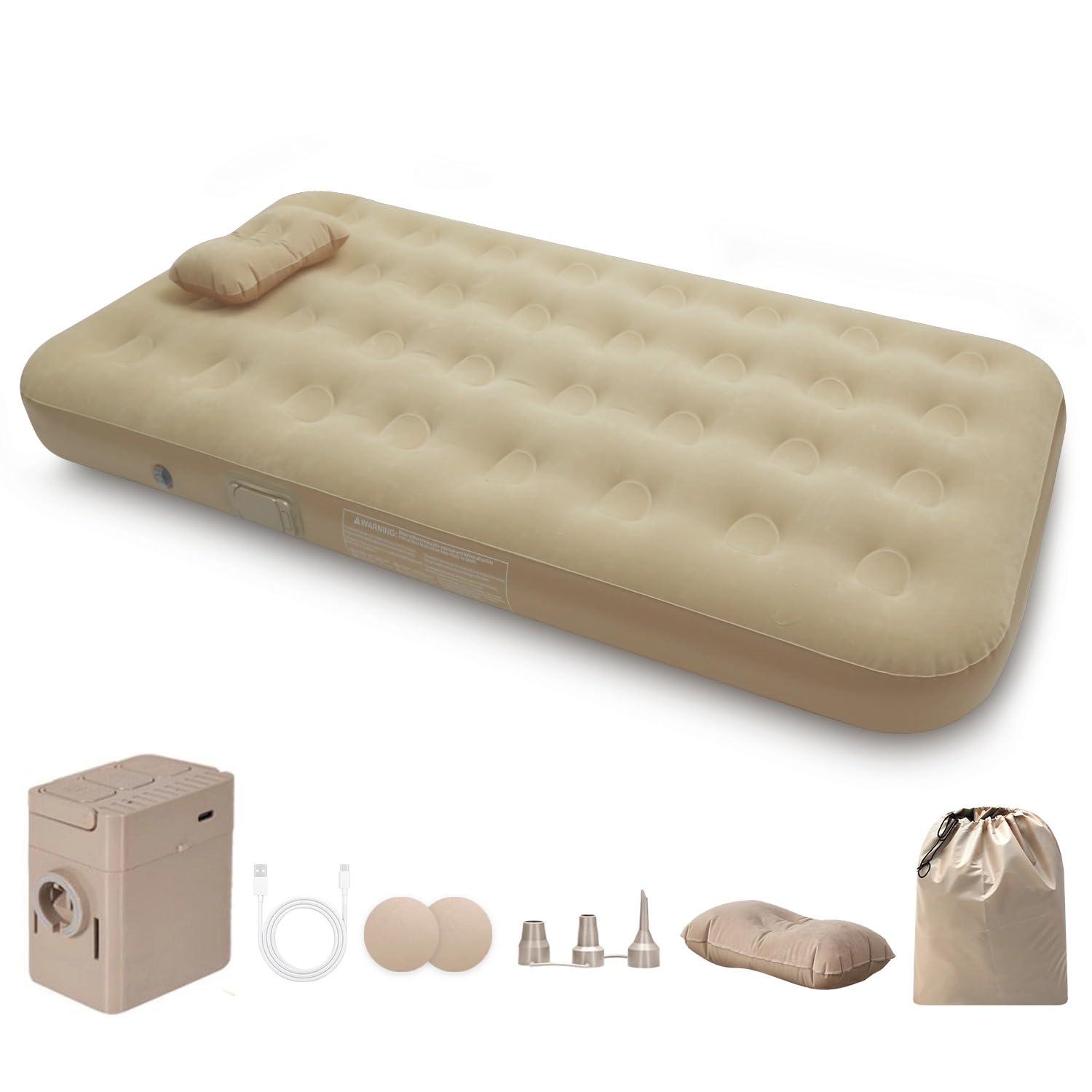 

Надувная кровать с электрическим насосом Электрическая надувная кровать Надувается и сдувается одним касанием Компактная и легкая в переноске 100X25 Встроенный QDC-3