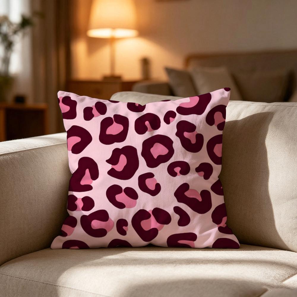 Pink Leopard Pattern Pillow Case Cushion Cover Soft Washable Pillow Case MultiScene For Couch Bed Travel Office Use