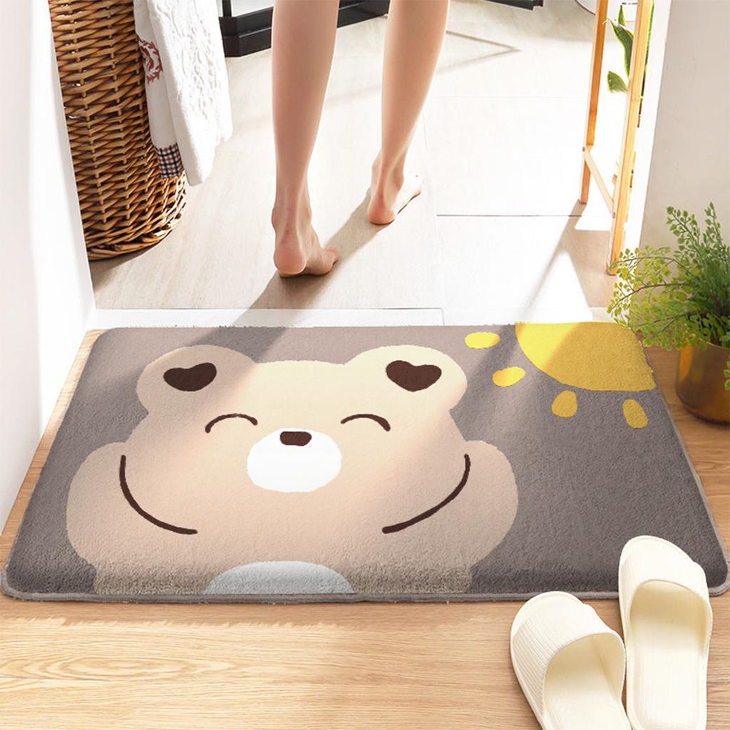 Cartoon Bathroom Flannel Mats Thickened Shower Room Absorbent Mats Toilet Non-slip Mats Dirt-resistant Entrance Mats