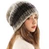 Spring and autumn warm ear protection big head circumference wool knitted pile hat woman