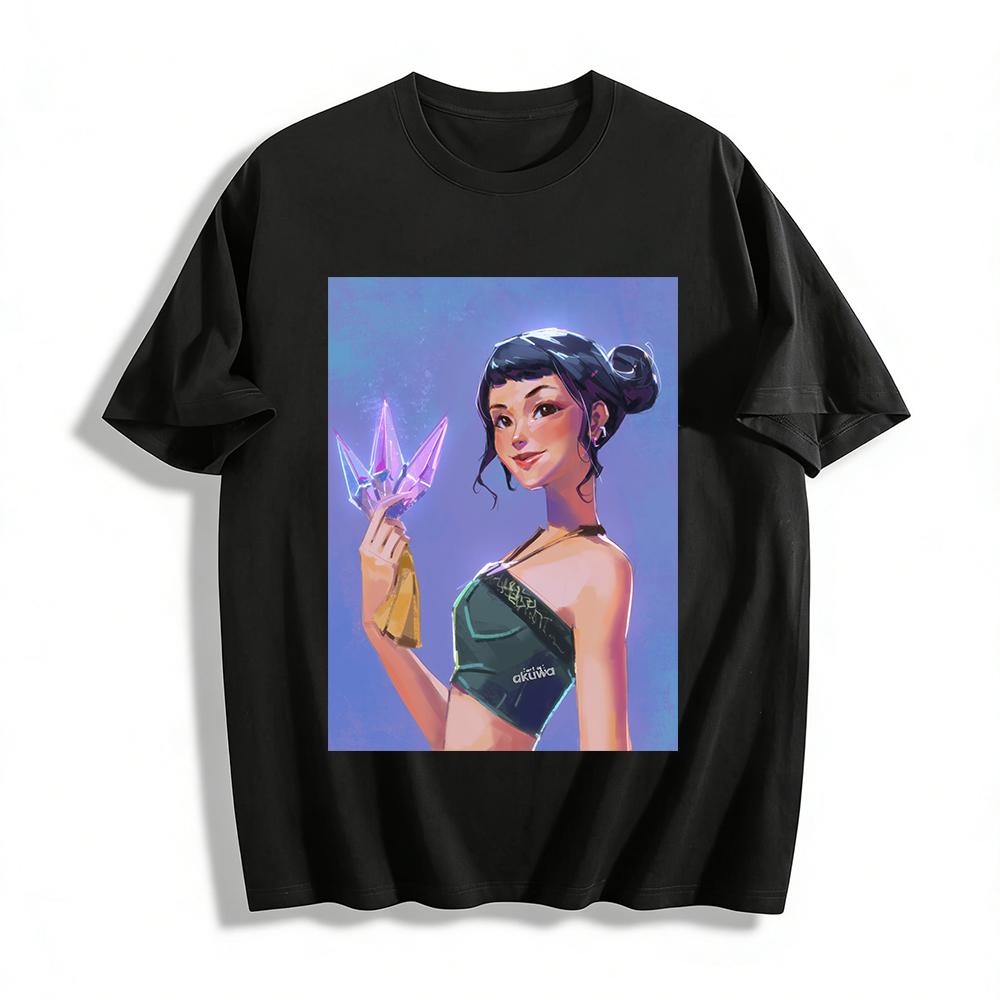 

Anime Crystal Girl Print Crop Top Women s Casual E-girl Style Short Sling Tank Top Streetwear Pure cotton T-shirt XXS