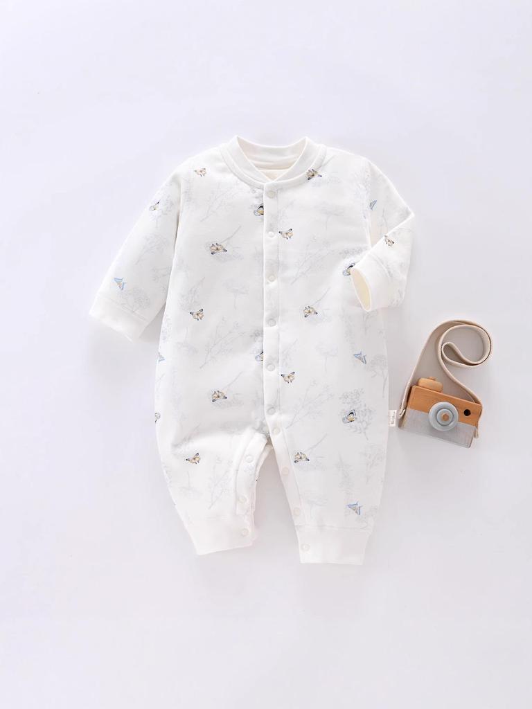 Baby Autumn/Winter 40g Padded Newborn A-Class Romper: Thin Cotton, Warm Crawling Outfit