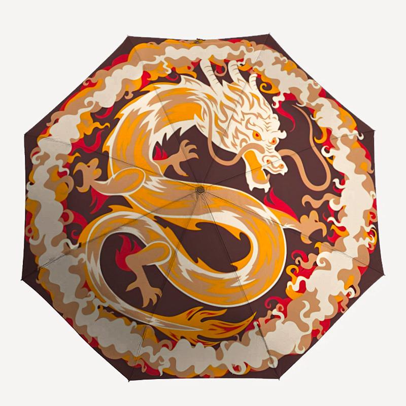 1pc Dragon Automatic Open/close Folding Umbrella, Compact Portable Travel Umbrella, Durable Construction yy250809100