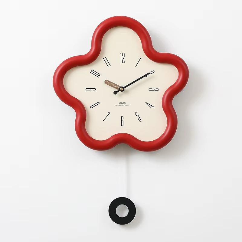 14inch Aesthetic Flower Pendulum Wall Clock Silent Modern Nordic Living Room Decor Creative Art Watch Gift
